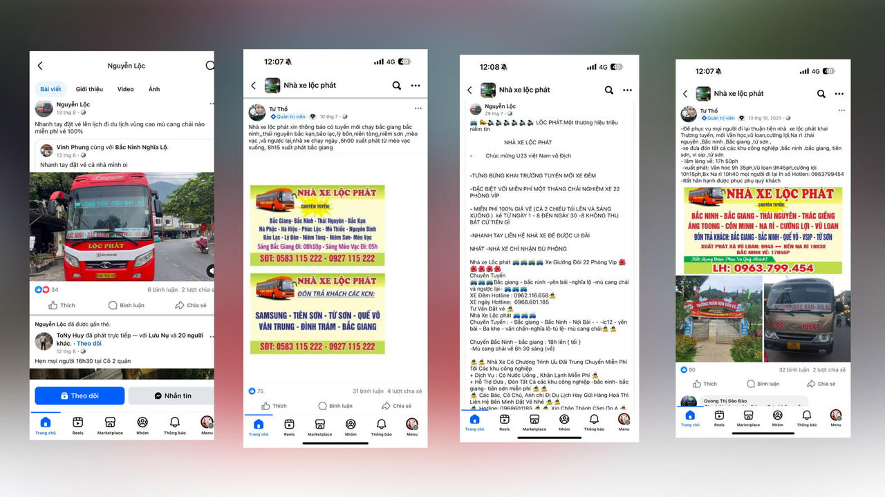 Quảng cáo rầm rộ, công khai trên facebook, hoạt động “chui” rất nhiều tuyến cố định nhưng không bị xử lý.