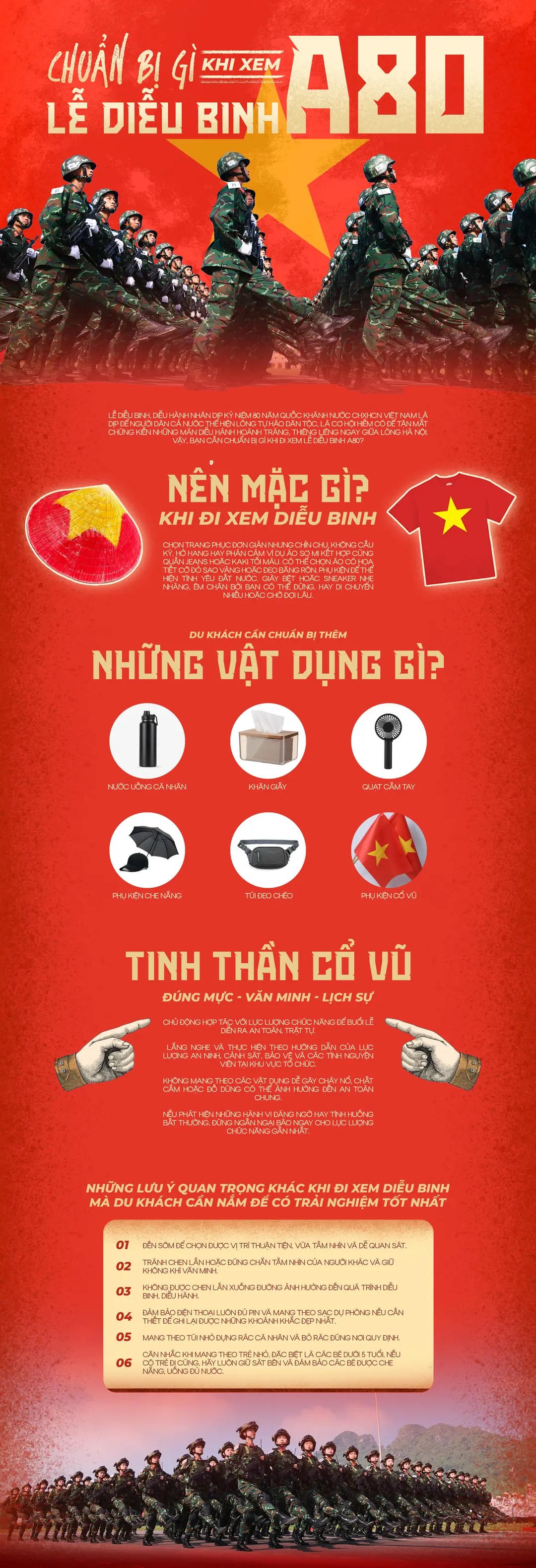 Đi xem lễ diễu binh, diễu hành A80, người dân nên chuẩn bị những gì? (Ảnh: VGP).