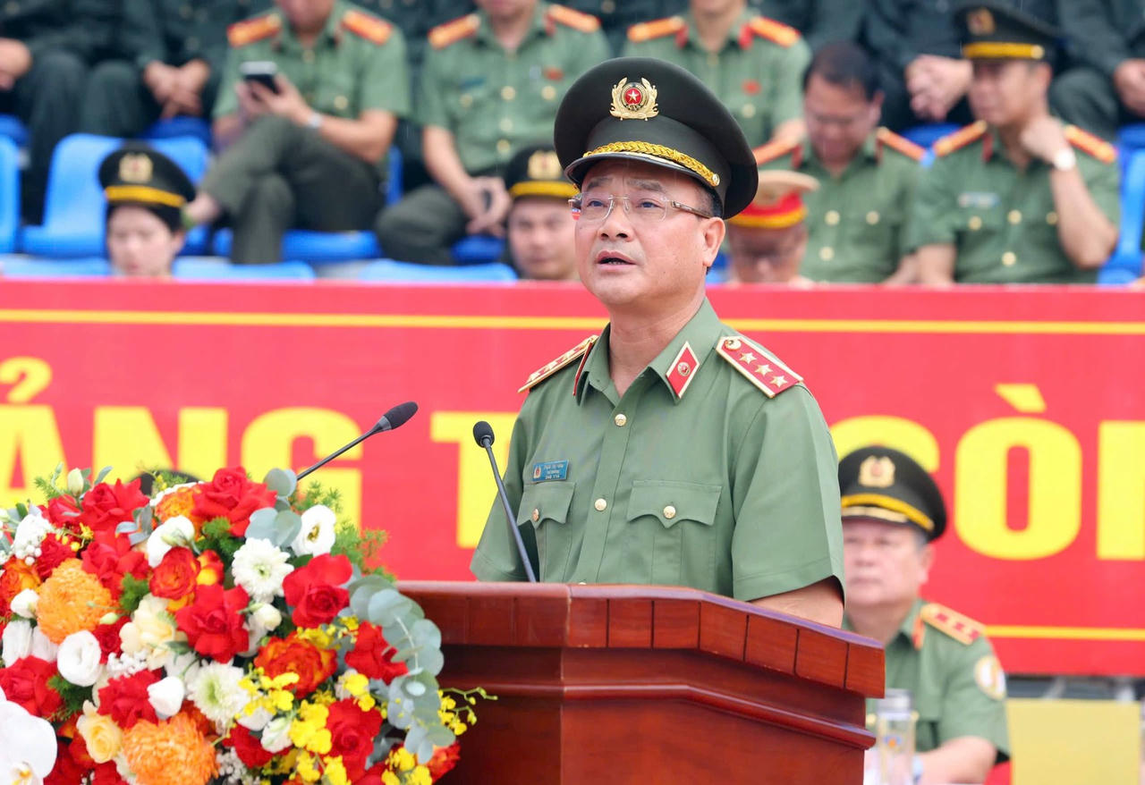 Thượng tướng Phạm Thế Tùng, Thứ trưởng Bộ Công an phát biểu tại buổi lễ.