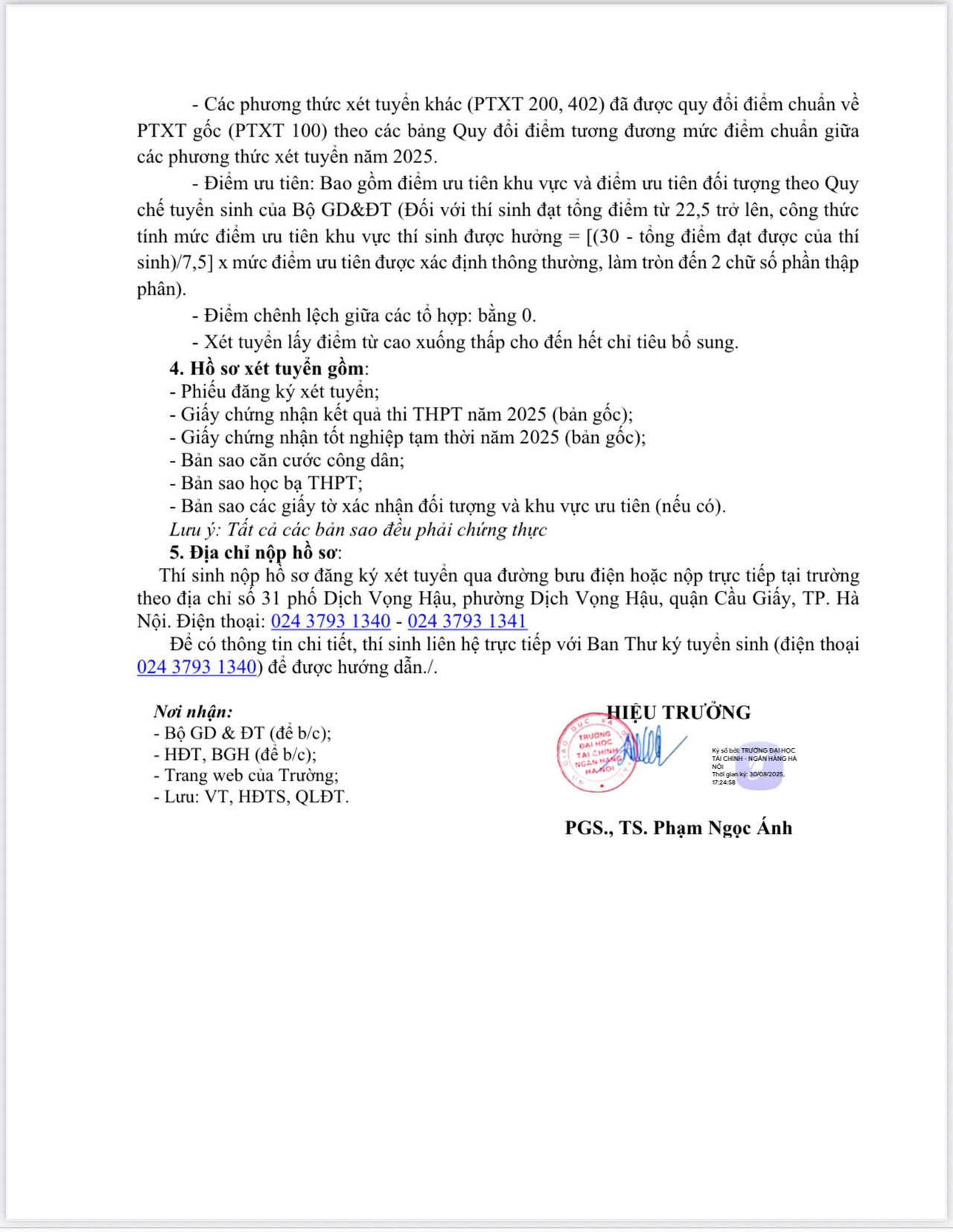 Thông báo xét tuyển bổ sung 500 chỉ tiêu hệ đại học chính quy năm 2025 của Trường ĐH Tài chính Ngân hàng Hà Nội.