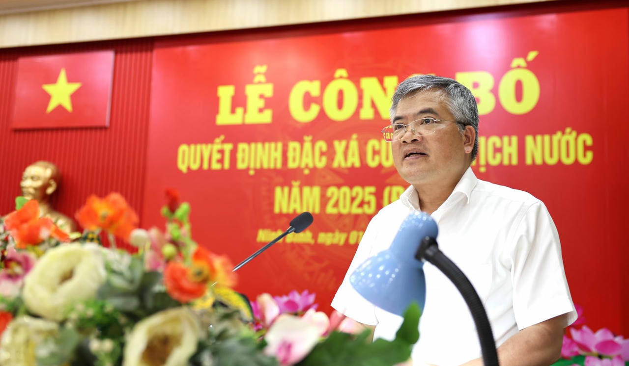 Ông Cấn Đình Tài - Phó Chủ nhiệm Văn phòng Chủ tịch nước phát biểu tại lễ công bố (Ảnh: CANB)