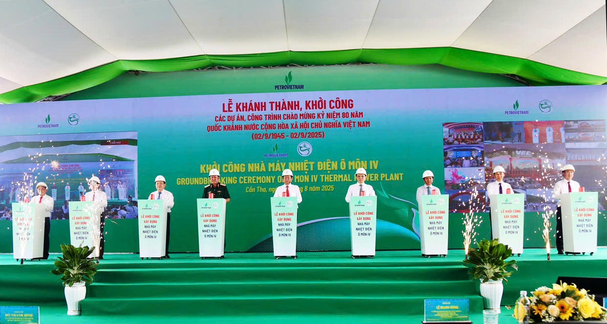 Ngày 19/8/2025, Petrovietnam khởi công dự án Nhà máy Nhiệt điện Ô Môn 4, đánh dấu giai đoạn triển khai đồng bộ chuỗi dự án khí - điện Lô B - Ô Môn.