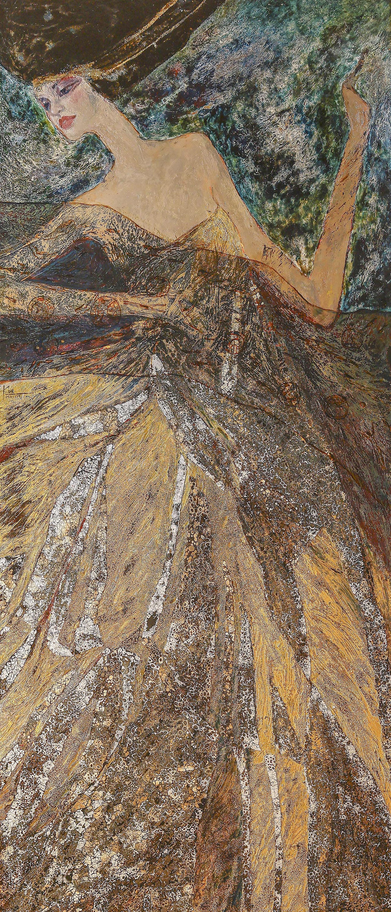 Tranh của tác giả lấy phụ nữ là chủ thể, xây dựng đại diện cho từng giai đoạn. Ảnh: BTC