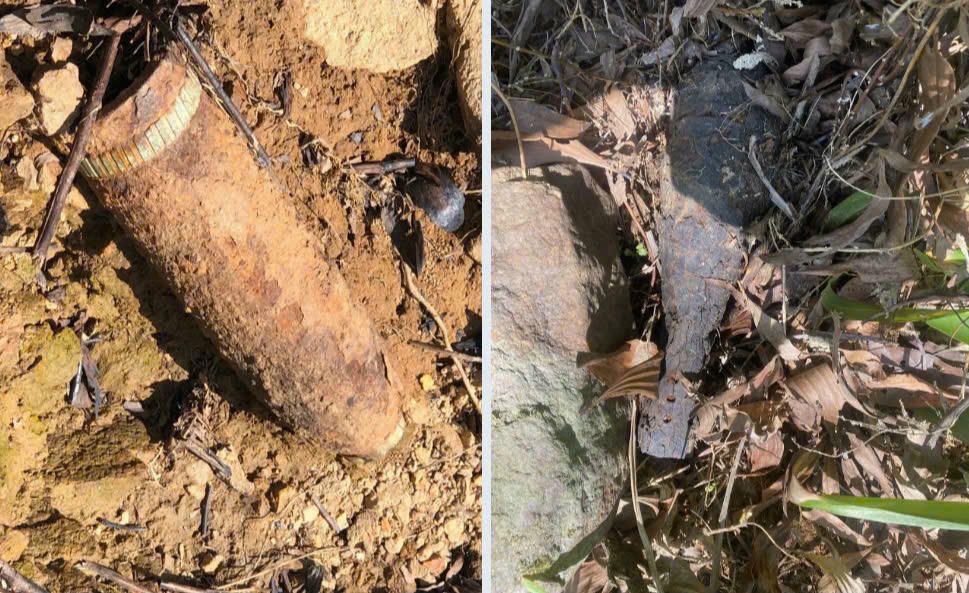 Hai quả đạn được người dân phát hiện khi đi làm rẫy. 