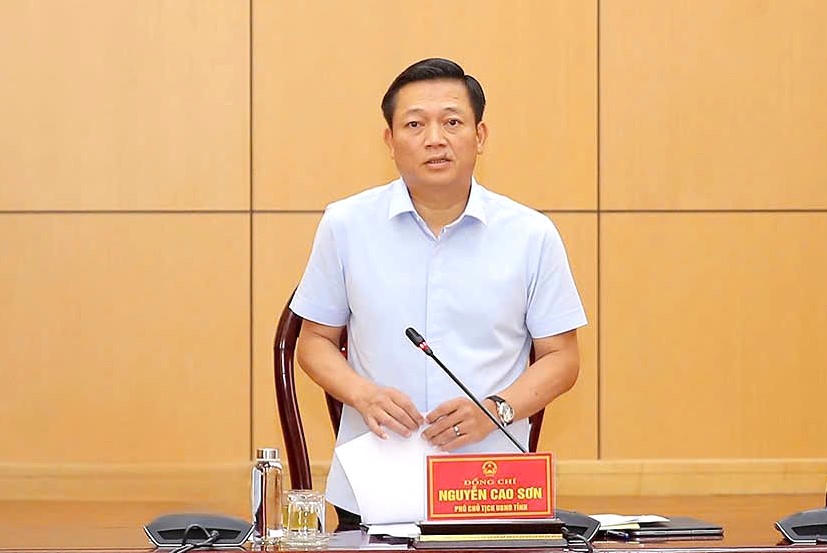 Ông Nguyễn Cao Sơn, Tỉnh ủy viên, Phó Chủ tịch UBND tỉnh Ninh Bình phát biểu tại hội nghị.