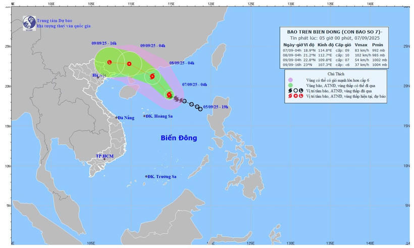 Bão số 7 giật cấp 11, hướng vào Quảng Đông, Trung Quốc
