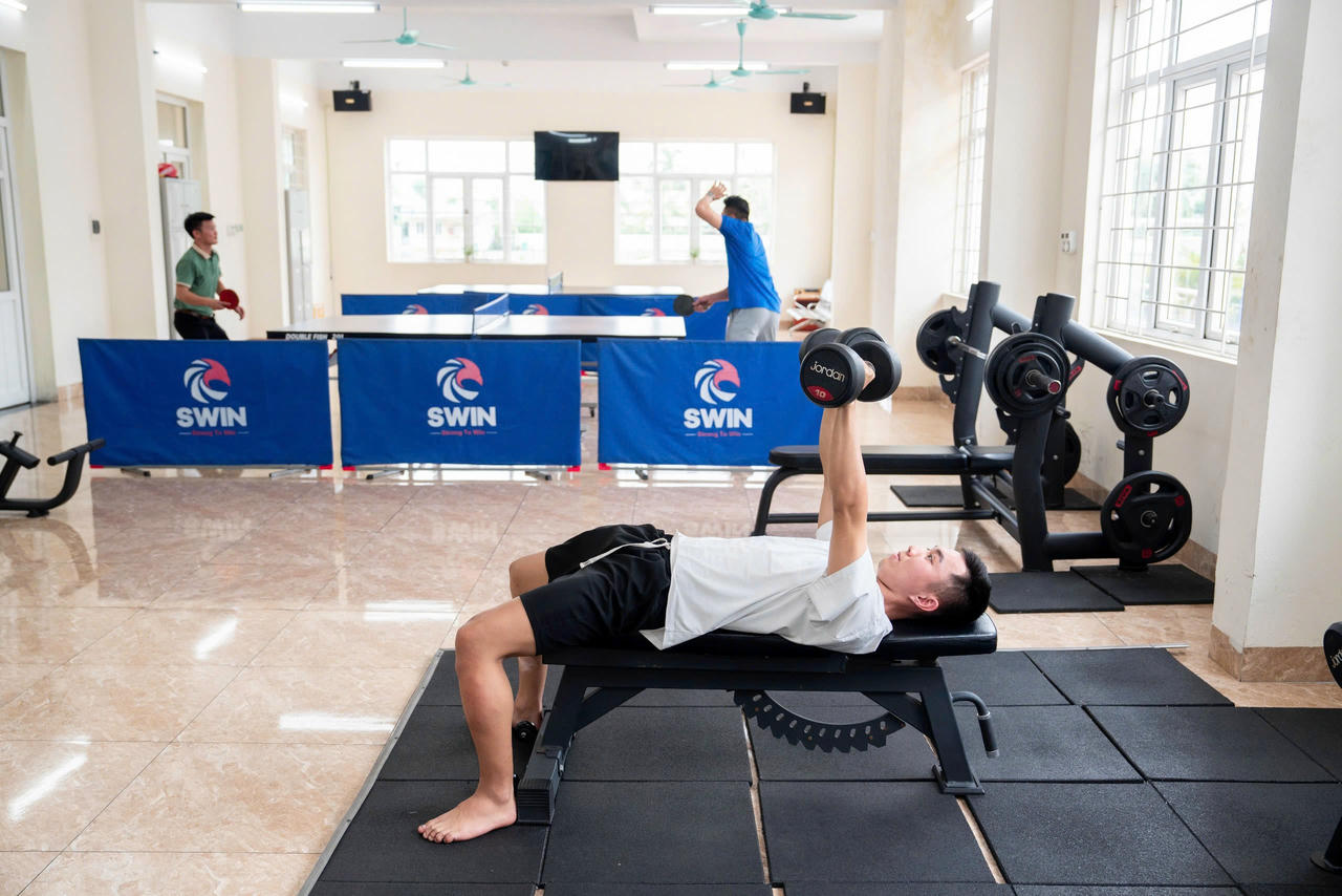 Không gian nghỉ ngơi, rèn luyện sức khỏe, thư giãn sau giờ làm việc của thợ mỏ.