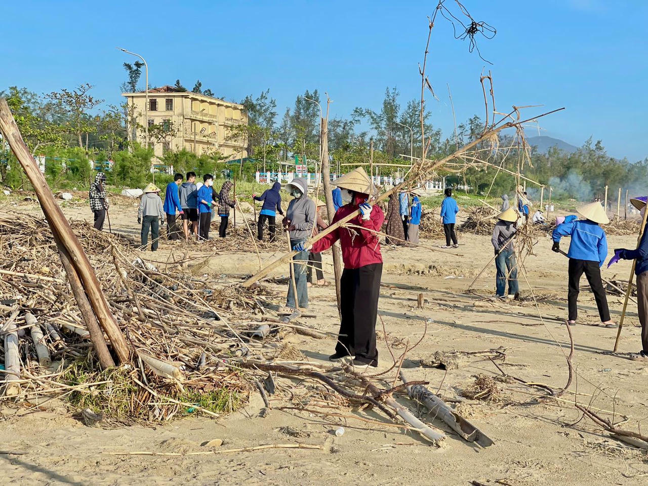 Nhiều loại rác, cây bèo trôi dạt vào phân hủy làm ô nhiễm, bốc mùi gây mất mỹ quan khu vực ven biển.