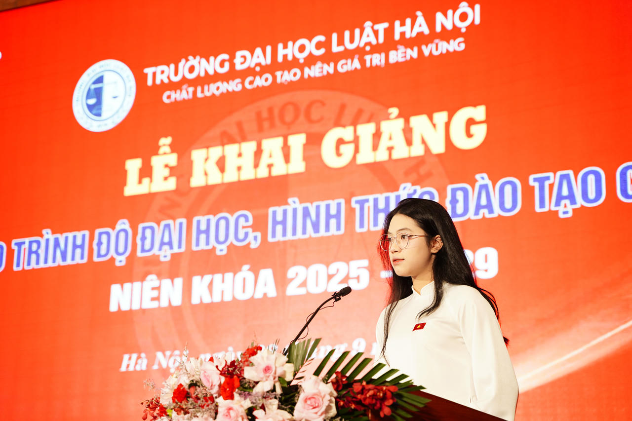 Đại diện tân sinh viên khóa 50, Nguyễn Bảo An, chuyên ngành Luật Kinh tế.