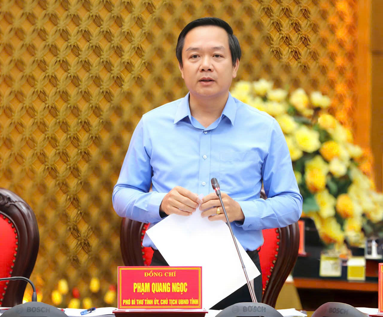 Ông Phạm Quang Ngọc, Phó Bí thư Tỉnh ủy, Chủ tịch UBND tỉnh Ninh Bình phát biểu.