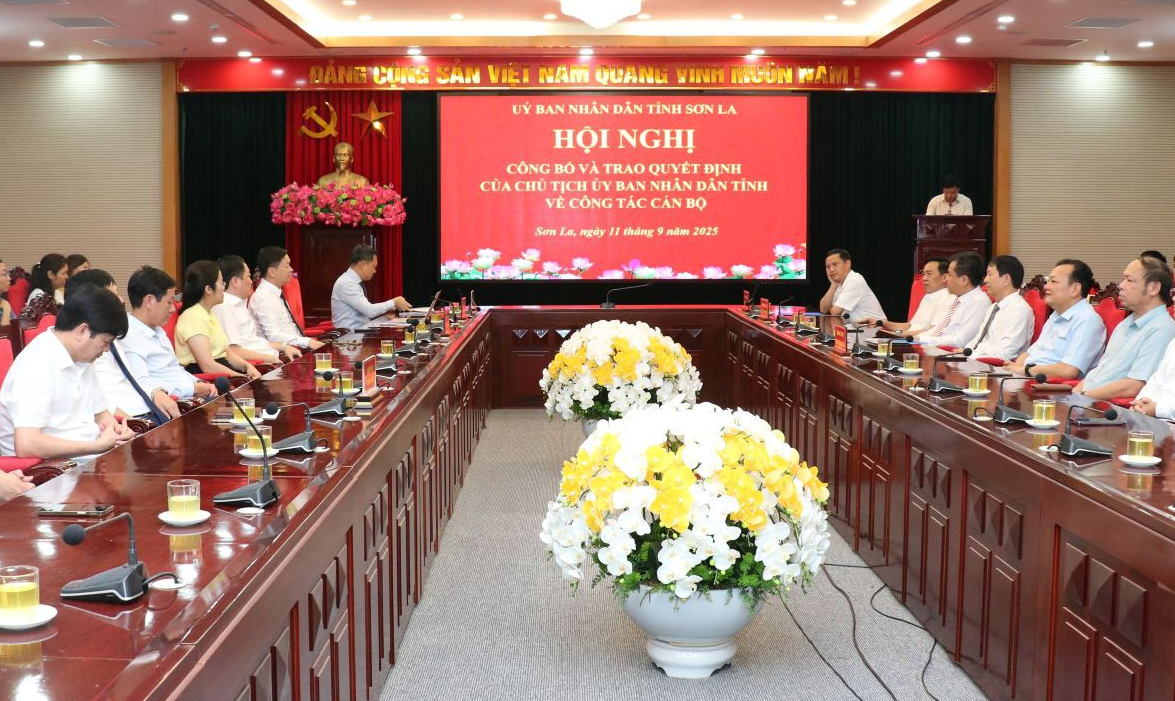 Hội nghị công bố và trao các Quyết định của Chủ tịch UBND tỉnh về công tác cán bộ.