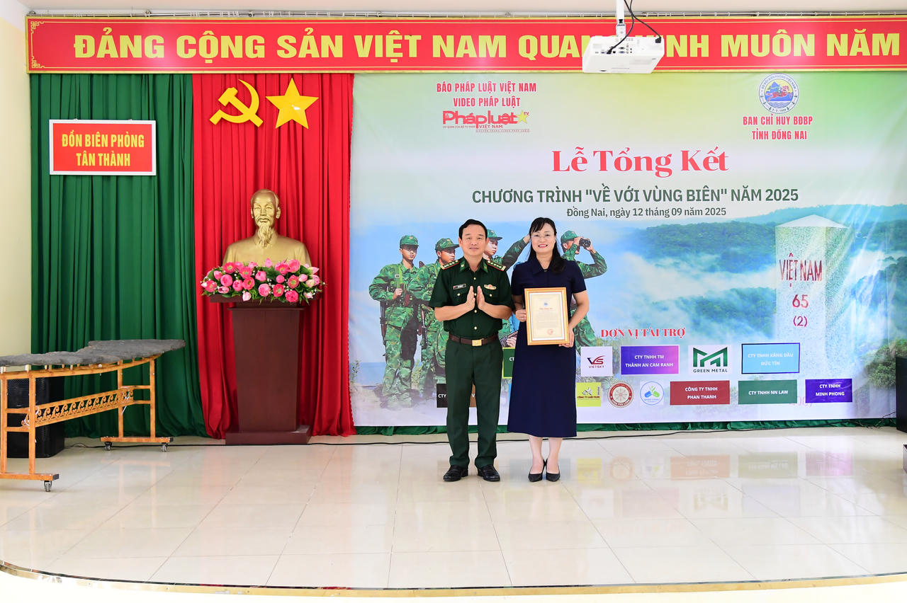 Bộ Chỉ huy quân sự tỉnh Đồng Nai gửi thư Cảm ơn đến Báo Pháp luật Việt Nam