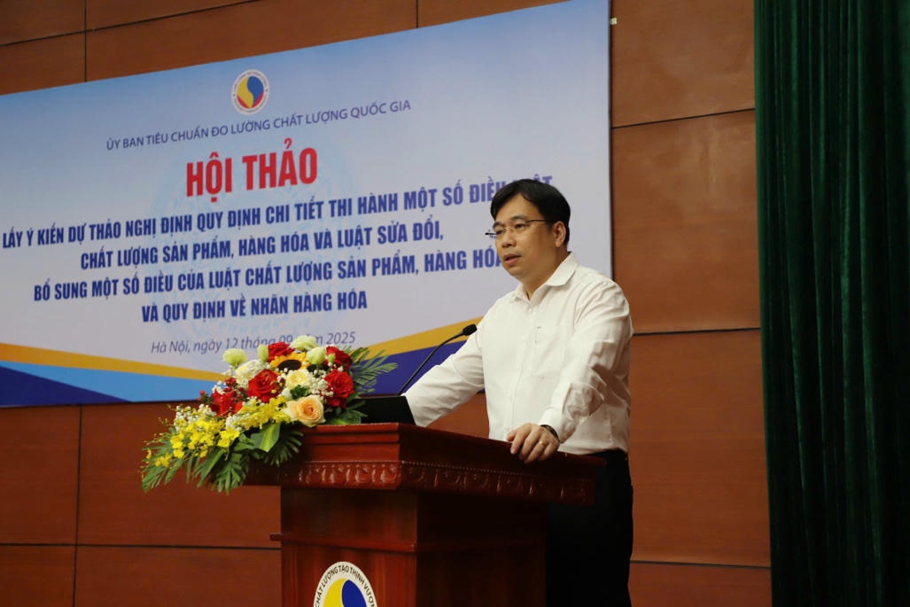 Ông Nguyễn Nam Hải, Chủ tịch Ủy ban TCĐLCL Quốc gia phát biểu tại Hội thảo (Ảnh: Bộ KH&CN)