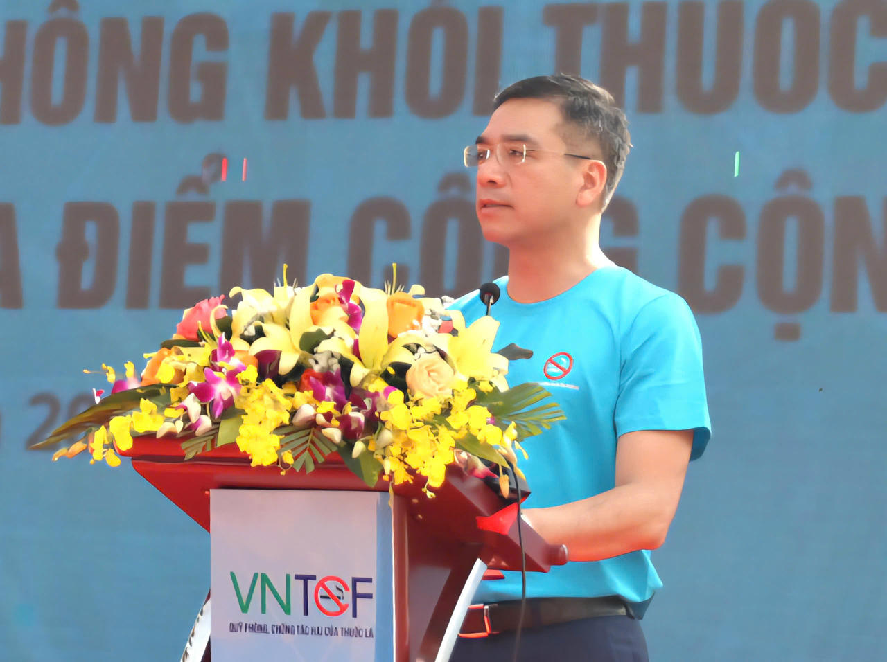TS.BS. Hà Anh Đức, Phó chủ tịch Hội đồng y khoa quốc gia, Cục trưởng Cục Quản lý Khám, chữa bệnh, Giám đốc Quỹ Phòng, chống tác hại của thuốc lá phát biểu tại lễ phát động.