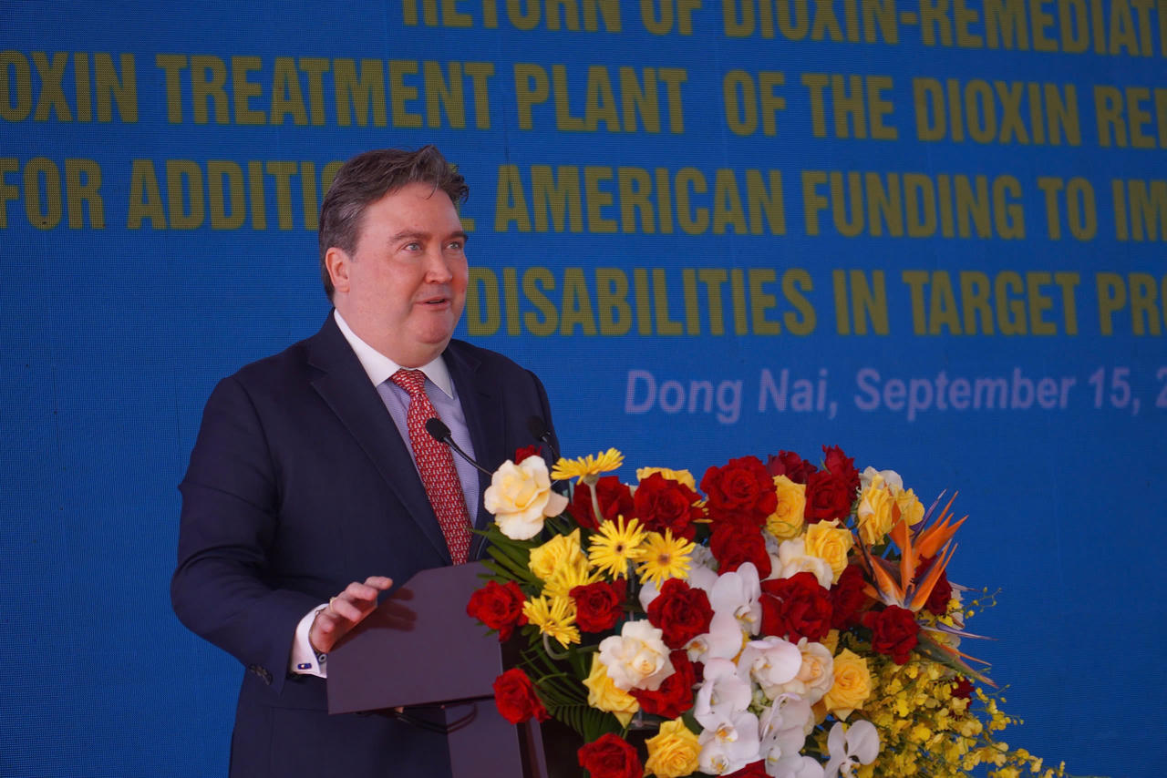 Ông Marc Evans Knapper, Đại sứ Đặc mệnh toàn quyền Hợp chúng quốc Hoa Kỳ tại Việt Nam phát biểu tại sự kiện.