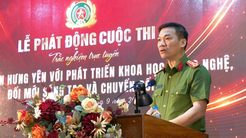 Thượng tá Nguyễn Thái Hợp, Phó Giám đốc Công an tỉnh Hưng Yên, Trưởng ban Tổ chức Cuộc thi phát biểu chỉ đạo

