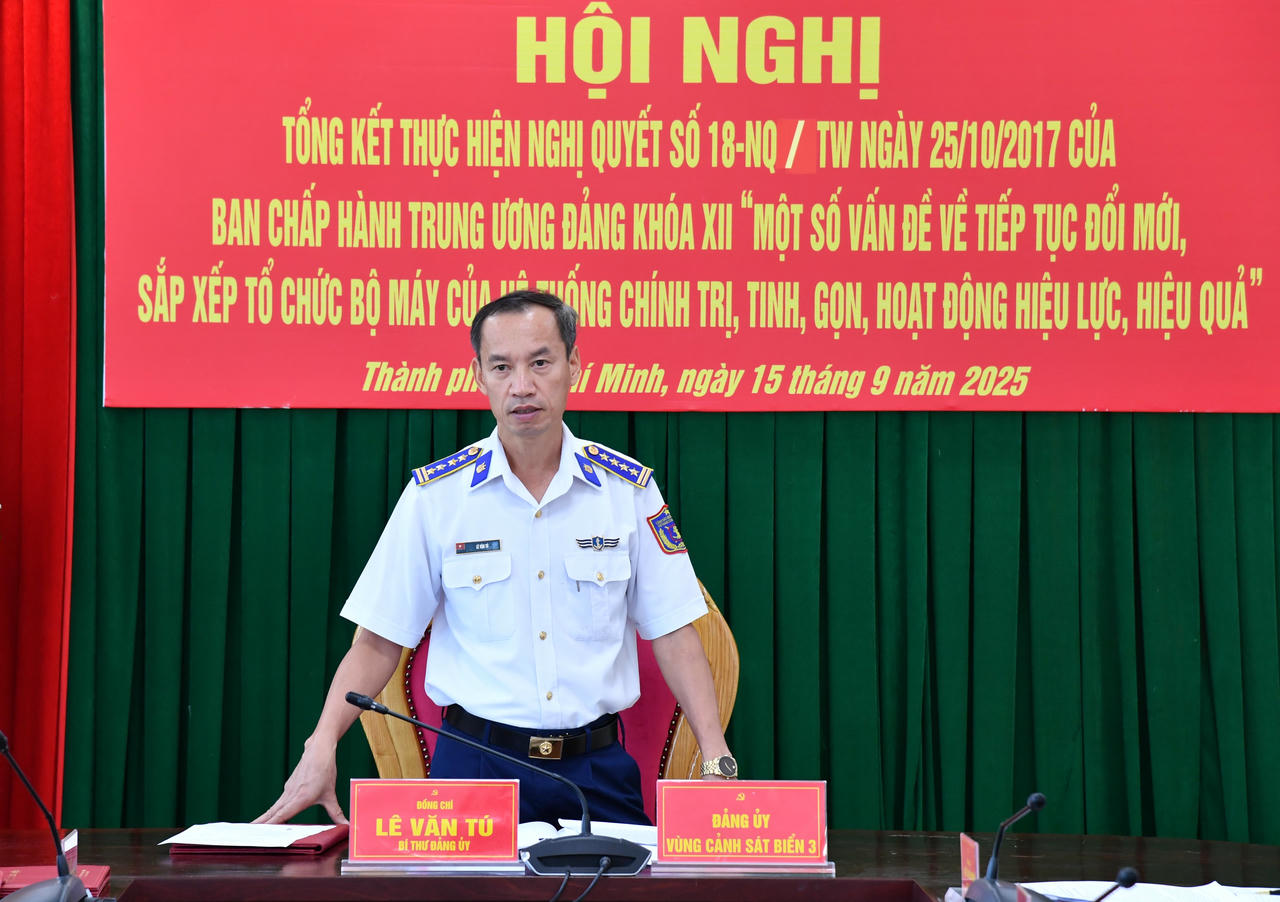 Đại tá Lê Văn Tú, Bí thư Đảng ủy - Chính ủy Bộ Tư lệnh Vùng Cảnh sát biển 3 Phát biểu kết luận Hội nghị