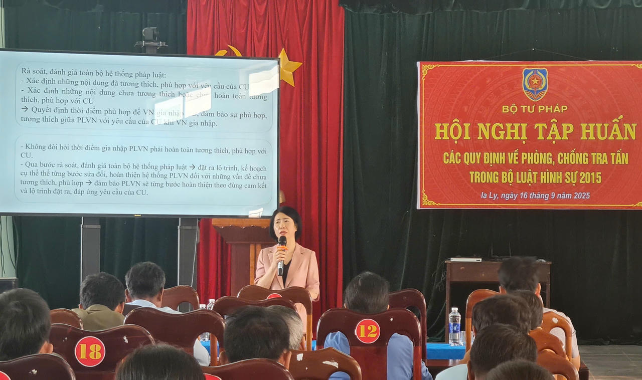 TS. Lê Thị Vân Anh - Phó Vụ trưởng Vụ Pháp luật hình sự - hành chính, Bộ Tư pháp đã giới thiệu quá trình nội luật hóa Công ước chống tra tấn tại Việt Nam.