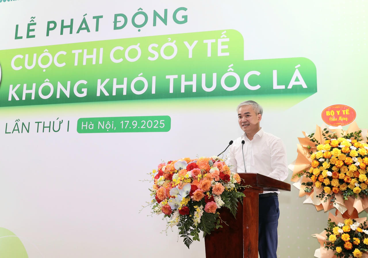 Tổng biên tập Báo Sức khoẻ và Đời sống Trần Tuấn Linh phát biểu.