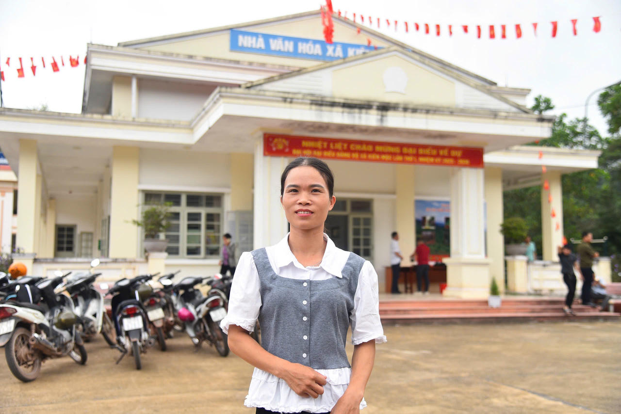 Chị Nông Thị Hậu, trưởng thôn Nà Táng, xã Kiên Mộc, tỉnh Lạng Sơn (Ảnh: Thanh Tùng)