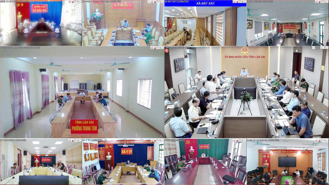 Các điểm cầu ở xã, phường trên địa bàn tỉnh. (Ảnh: laocai.gov.vn)
