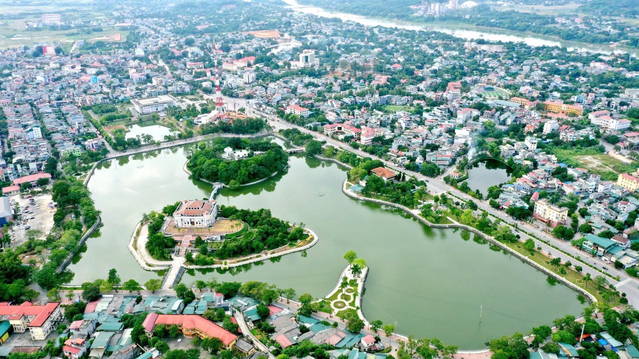 Trung tâm tỉnh Tuyên Quang nhìn từ trên cao. (Ảnh: Lê Hanh)