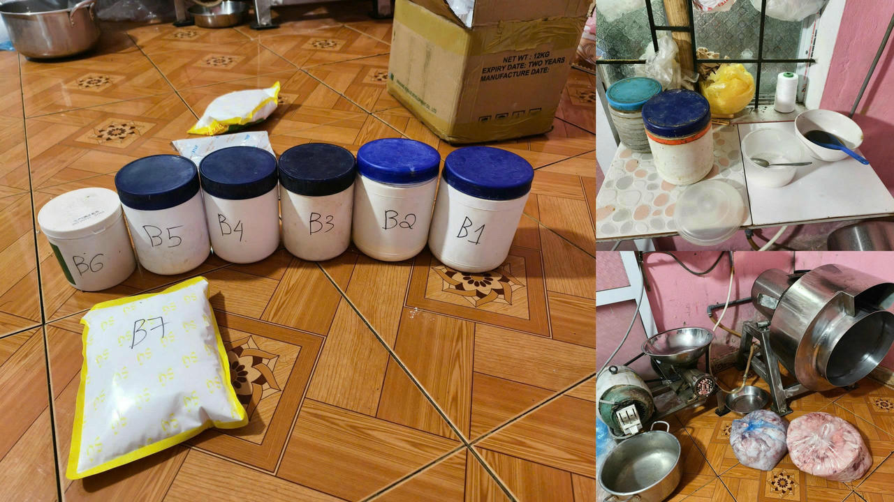 Tang vật mà Hoàng Cao Khải để sản xuất giò chả.