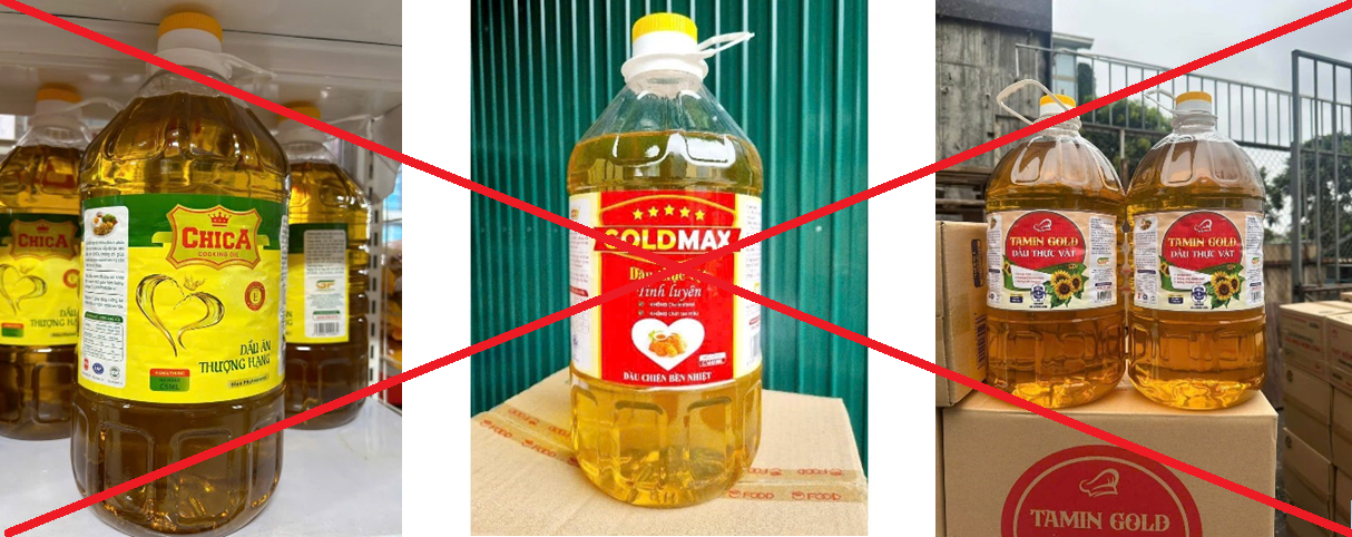 Cảnh báo dầu ăn các nhãn hiệu “Gold Max”, “Tamin Gold”, “ChiCa” là hàng giả, kém chất lượng
