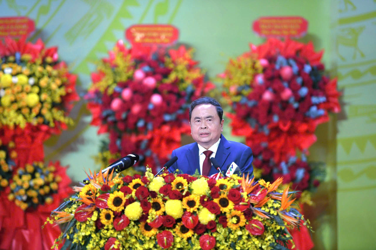 Đồng chí Trần Thanh Mẫn - Ủy viên Bộ Chính trị, Chủ tịch Quốc hội nước Cộng hòa Xã hội chủ nghĩa Việt Nam phát biểu chỉ đạo tại đại hội.