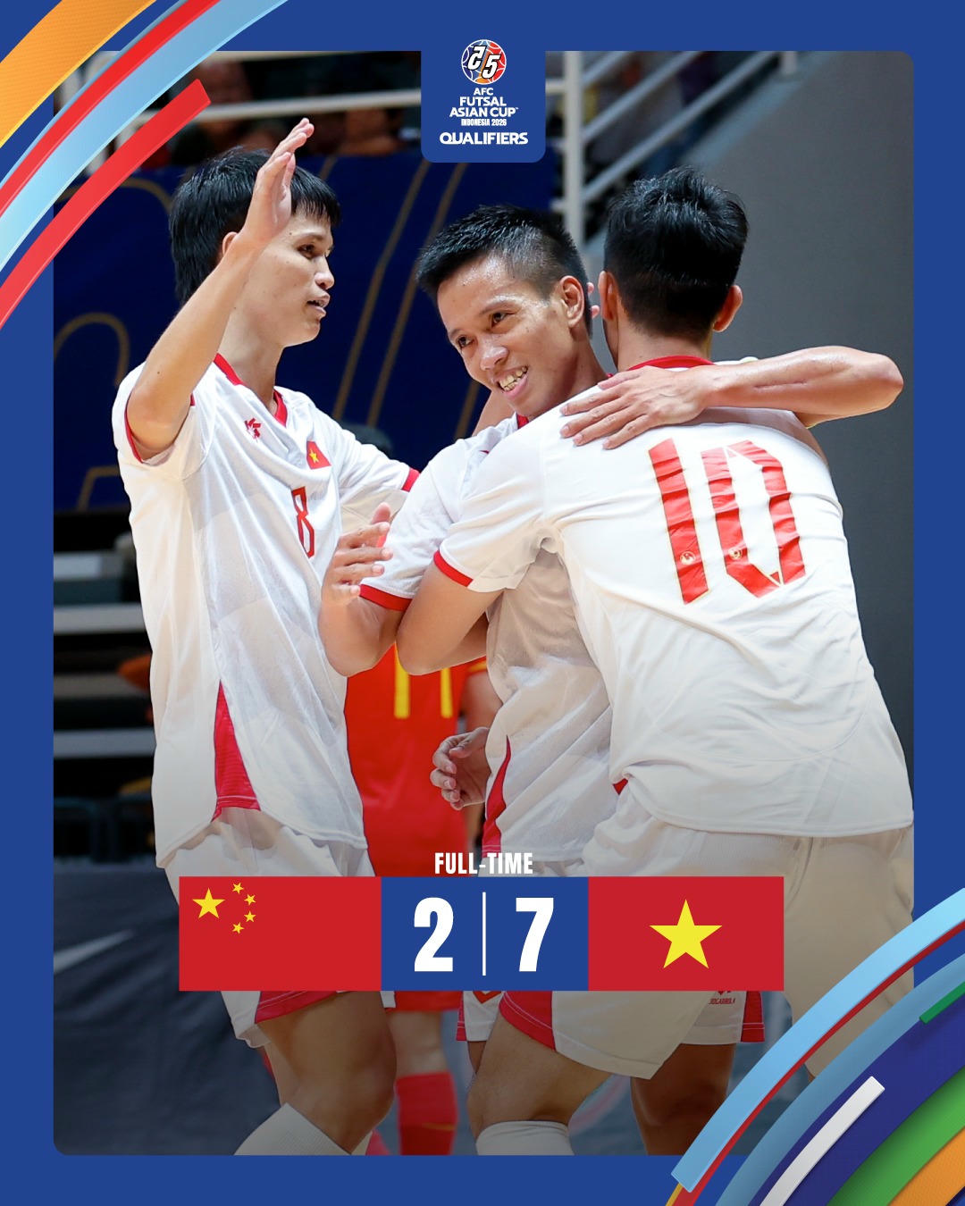 Đội tuyển futsal Việt Nam thắng futsal Trung Quốc 7-2 