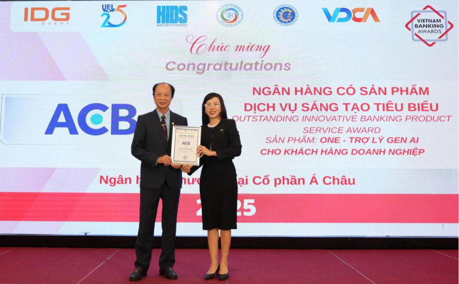 Giải thưởng “Ngân hàng có Sản phẩm dịch vụ Sáng tạo” là sự công nhận cho những sáng kiến mà ACB tiên phong triển khai, đặc biệt trong ứng dụng công nghệ.