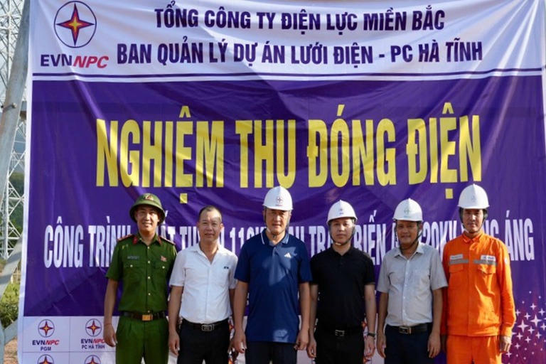 Nghiệm thu, đóng điện thành công xuất tuyến 110kV sau Trạm biến áp 220kV Vũng Áng