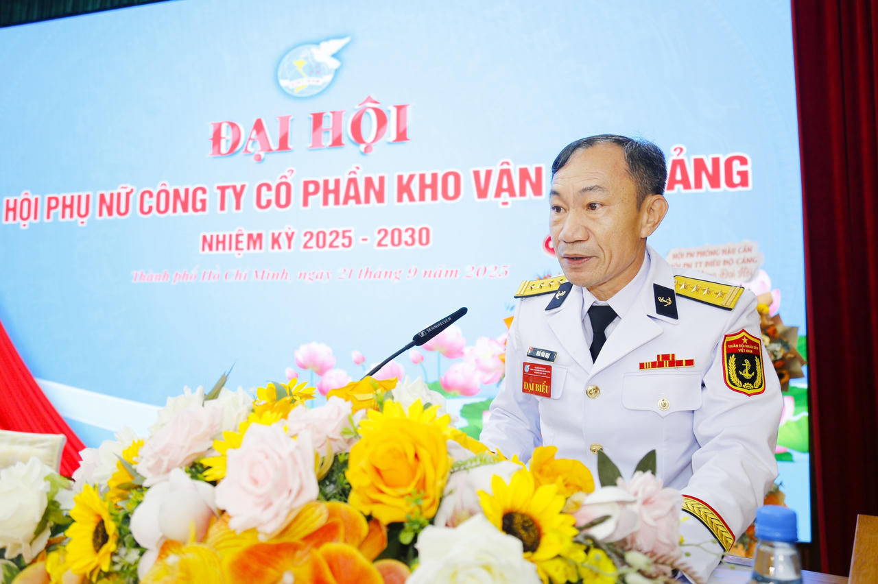 Đại tá Ngô Văn Ngự, Bí thư Đảng ủy, Chủ tịch HĐQT Công ty phát biểu chỉ đạo đại hội