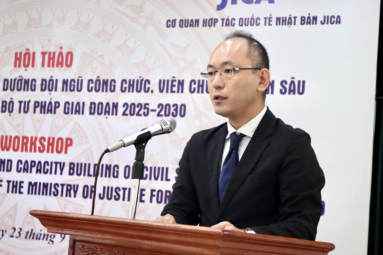 Ông CHINONE Koichi, Cố vấn trưởng của Dự án JICA phát biểu tại hội thảo.