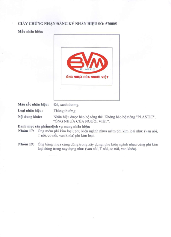 Công ty nhựa Bình Minh Việt được công nhận quyền SHTT với nhãn hiệu nhựa Bình Minh Việt. (Ảnh: B.Yên) 