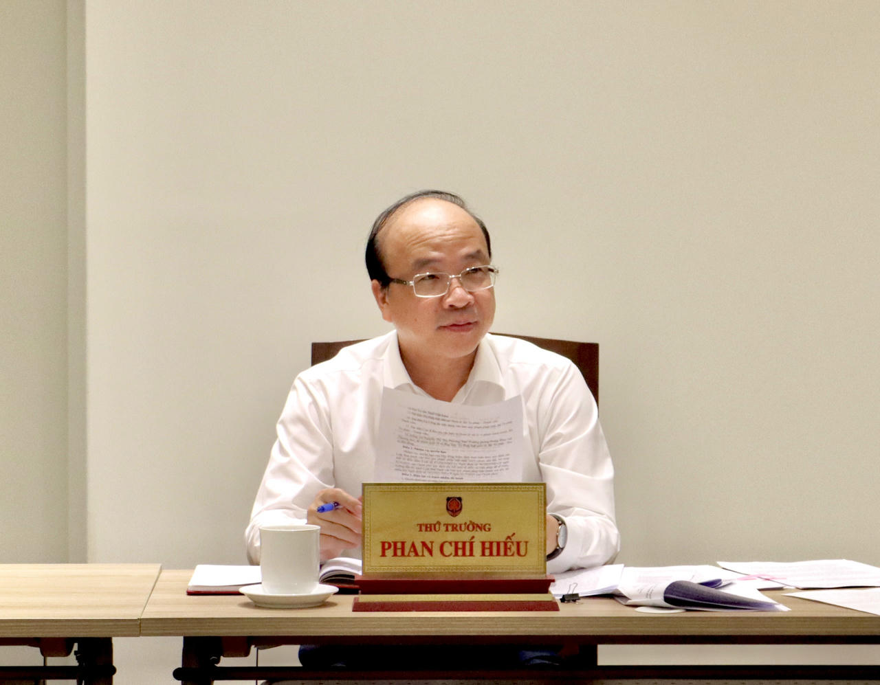   Thứ trưởng Phan Chí Hiếu phát biểu tại buổi thẩm định.  