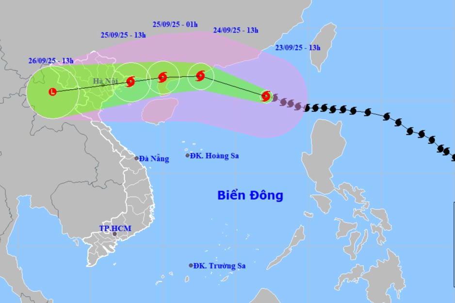 Ngày 25/9, tâm bão số 9 sẽ đi vào đất liền nước ta