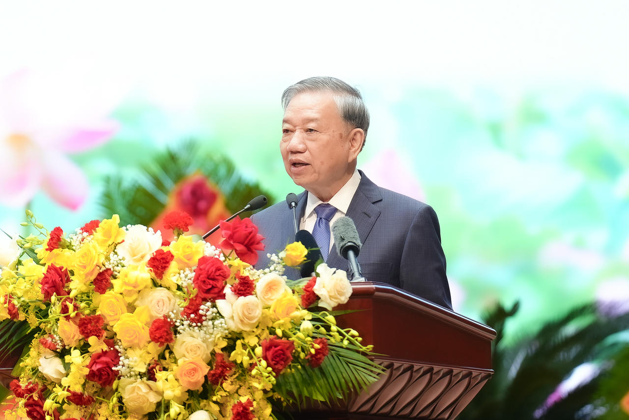 Tổng Bí thư Tô Lâm phát biểu chỉ đạo tại Đại hội. Ảnh: P.Mai