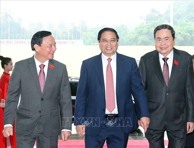 Đồng chí Phạm Minh Chính, Ủy viên Bộ Chính trị, Bí thư Đảng ủy Chính phủ, Thủ tướng Chính phủ đến dự Đại hội. Ảnh: Thống Nhất/TTXVN