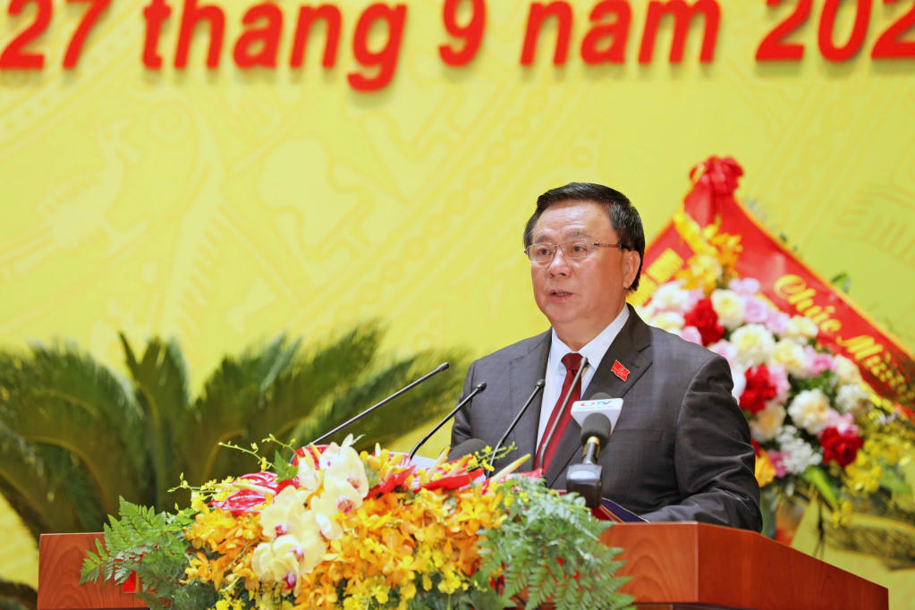 Ủy viên Bộ Chính trị, Giám đốc Học viện Chính trị quốc gia Hồ Chí Minh, Chủ tịch Hội đồng Lý luận Trung ương Nguyễn Xuân Thắng phát biểu chỉ đạo tại Đại hội.