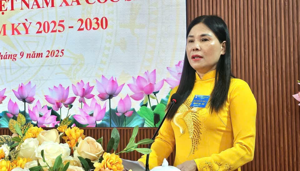 Bà Nguyễn Thị Bích Nhiệm - Phó Chủ tịch Ủy ban MTTQ Việt Nam tỉnh Lào Cai phát biểu chỉ đạo tại Đại hội.