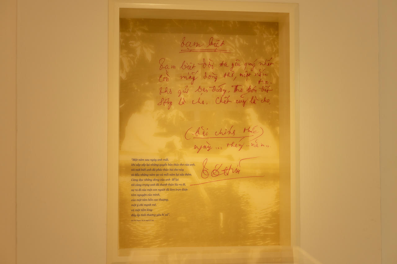 Một bài thơ của nhà thơ Tố Hữu tại Bảo tàng (Ảnh: Thanh Hoa).