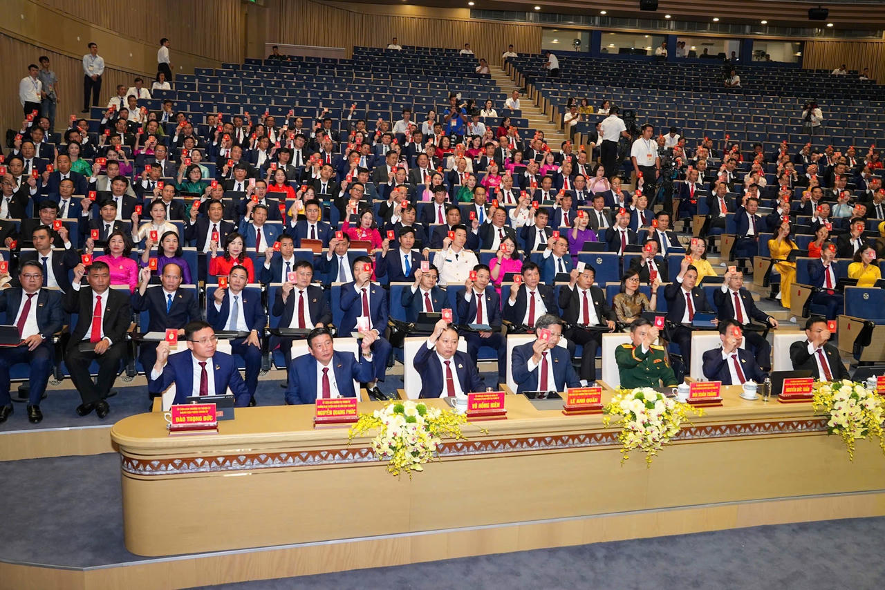 Các đại biểu biểu quyết tại Đại hội.