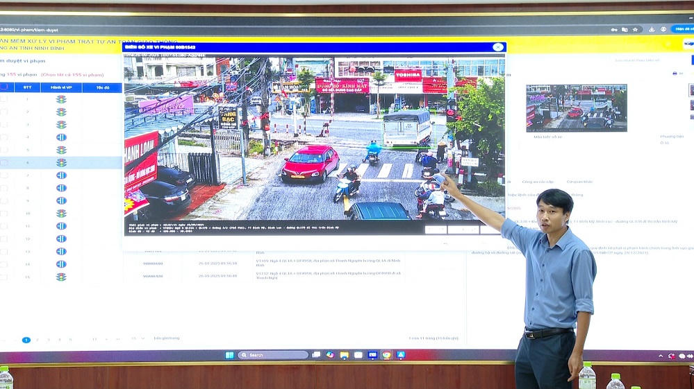   Công an tỉnh Ninh Bình tổ chức tập huấn cho các cán bộ, chiến sĩ về công tác xử lý vi phạm trật tự an toàn giao thông và công tác phòng, chống tội phạm trên hệ thống camera giám sát AI. (Ảnh: CANB)

