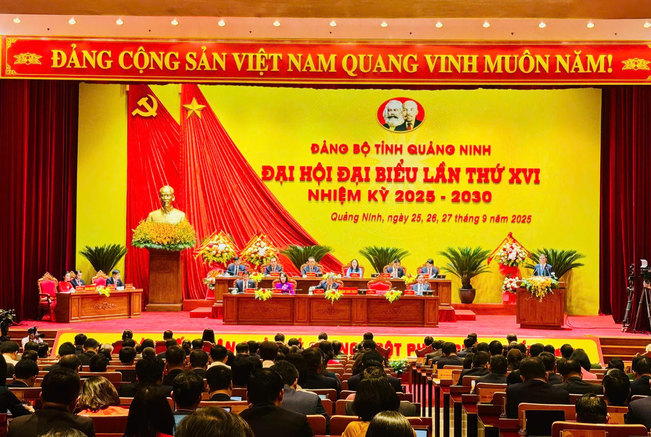 Toàn cảnh Đại hội đại biểu tỉnh Quảng Ninh lần thứ XVI nhiệm kỳ 2025 - 2030.