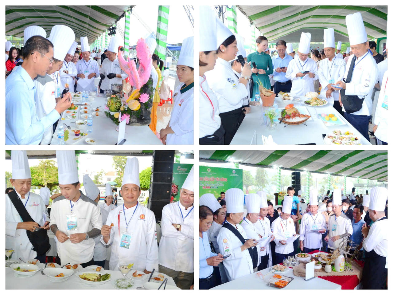 Ban Tổ chức và Ban Giám khảo chấm thi cuộc thi “Đầu bếp tài năng – Giới thiệu tinh hoa văn hóa ẩm thực Cà Mau”.