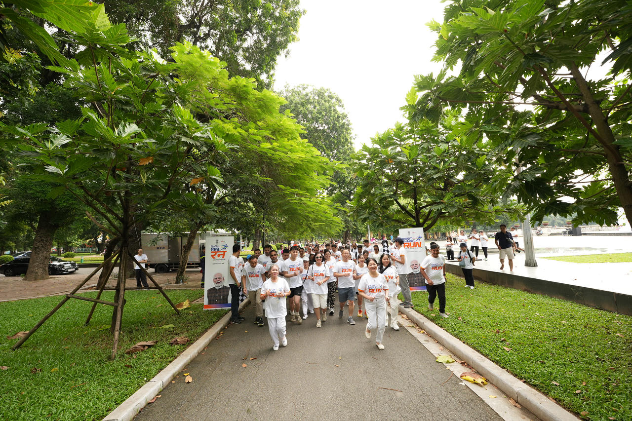 Các vận động viên tham gia Giải chạy. Ảnh: Đại sứ quán Ấn Độ