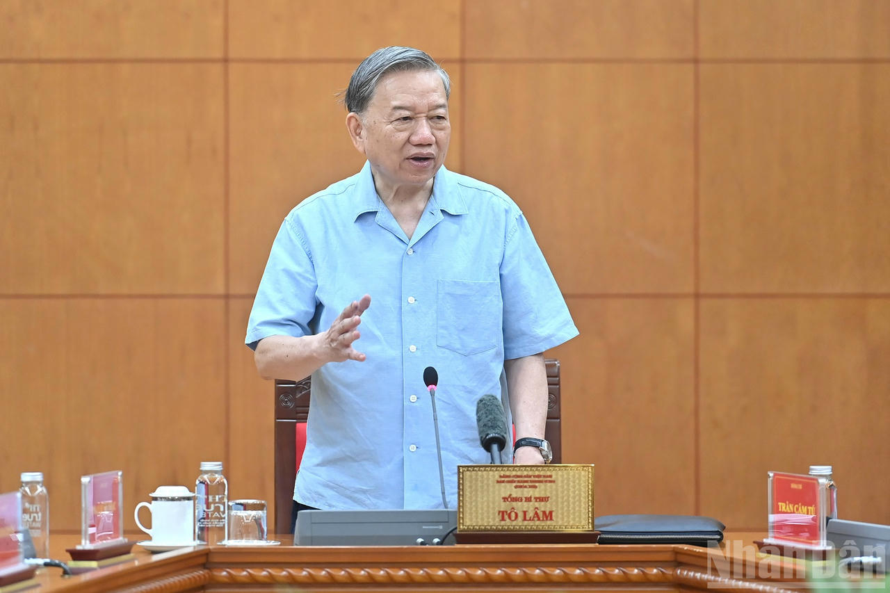Tổng Bí thư Tô Lâm phát biểu chỉ đạo cuộc họp. Ảnh: nhandan.vn
