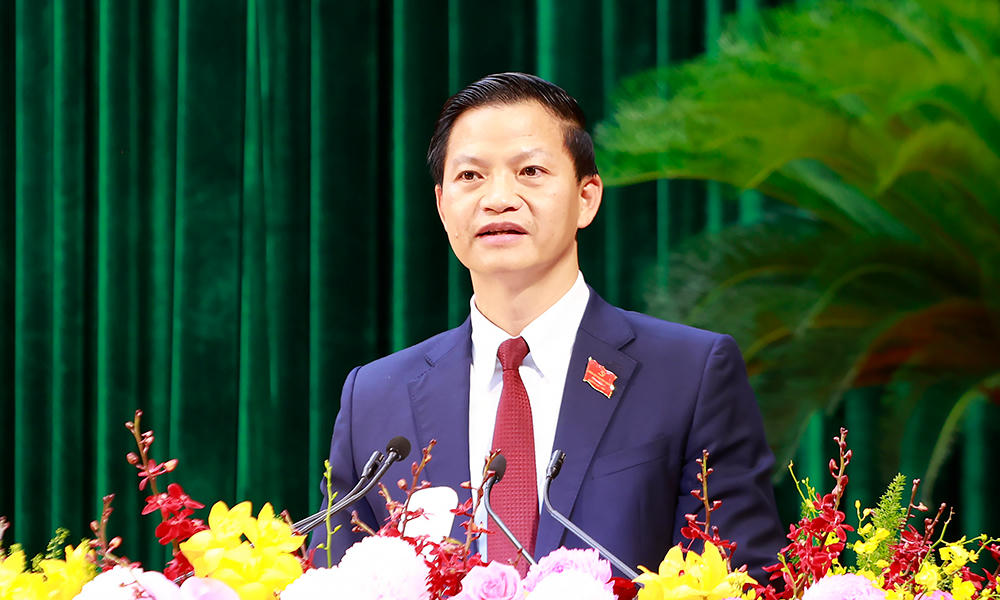  Chủ tịch UBND tỉnh Vương Quốc Tuấn phát biểu thống nhất một số nội dung chuẩn bị cho phiên chính thức Đại hội.