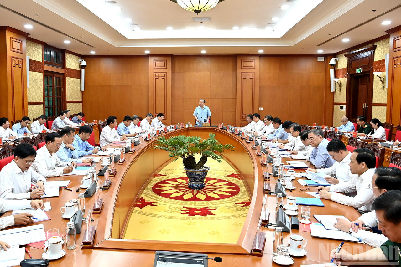 Tổng Bí thư Tô Lâm chủ trì cuộc họp Thường trực Ban Chỉ đạo Trung ương về phòng, chống tham nhũng, lãng phí, tiêu cực. Ảnh: nhandan.vn